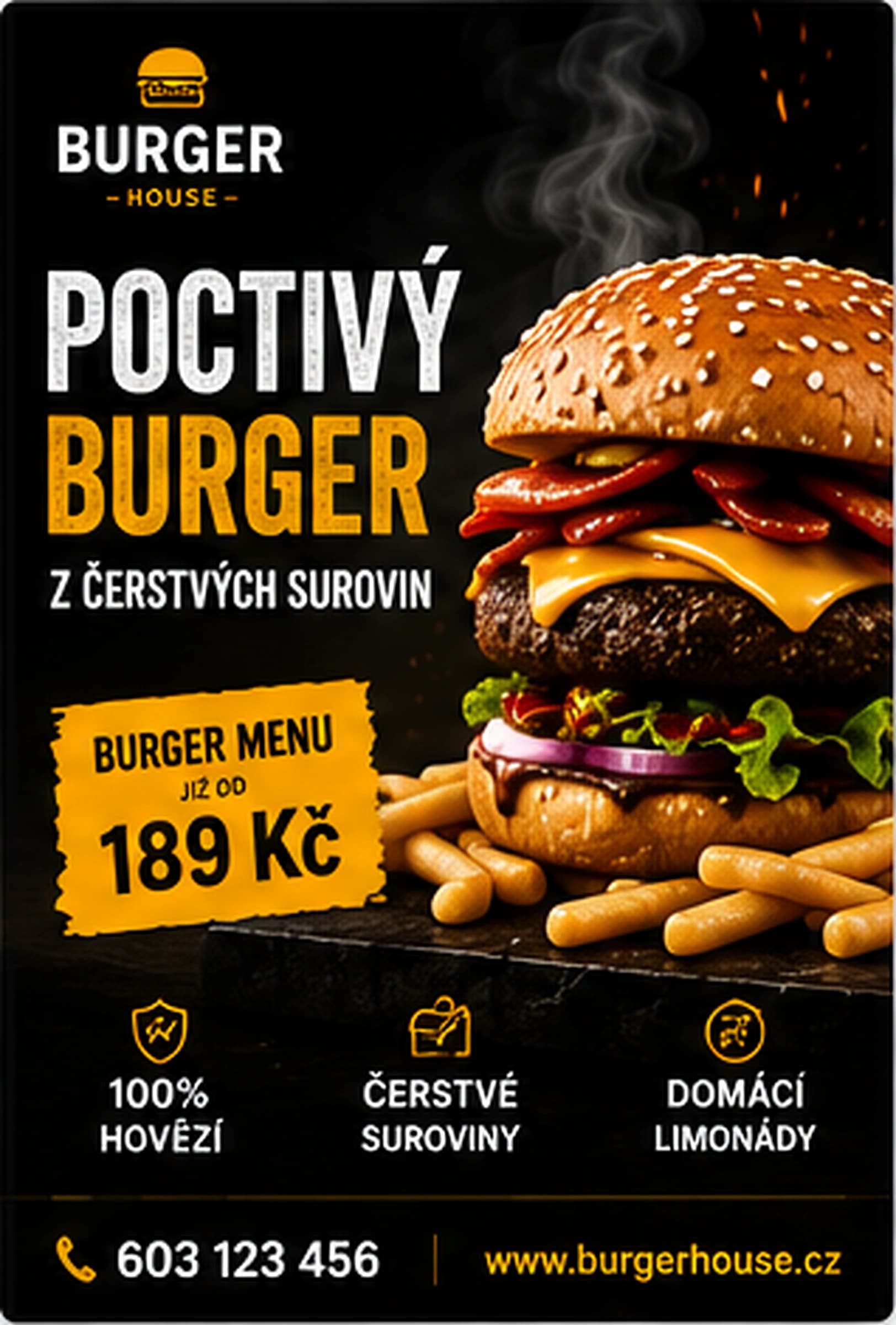 Ukázka letáku pro burger restauraci